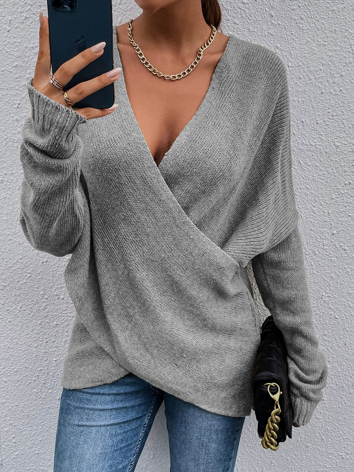Damen lässiger V-Ausschnitt Pullover Drune