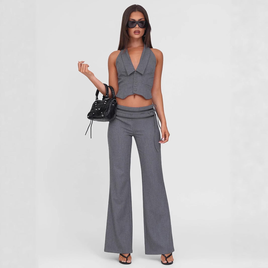 Damen elegantes Wickeloberteil mit stylischem Kragen und verspielten Details Drune