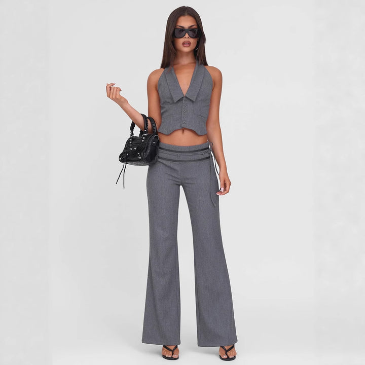 Damen elegantes Wickeloberteil mit stylischem Kragen und verspielten Details Drune
