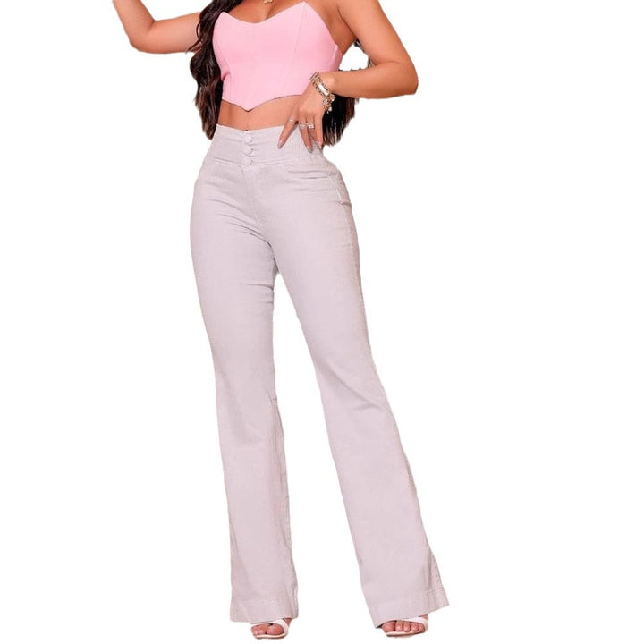 Damen Flared Jeans mit hohem Bund und figurbetontem Schnitt Drune