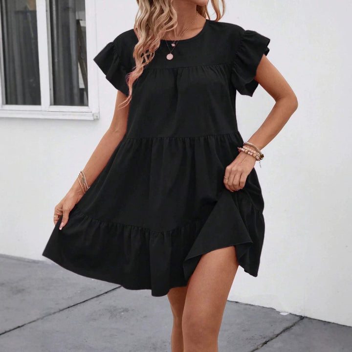 Damen luftiges Minikleid mit voluminösem Volant und lässigem Schnitt Drune