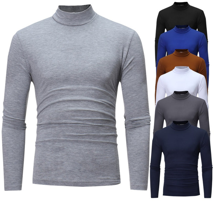 Herren nan tailliertes Langarm-Stehkragen-Shirt aus Stretchjersey Drune