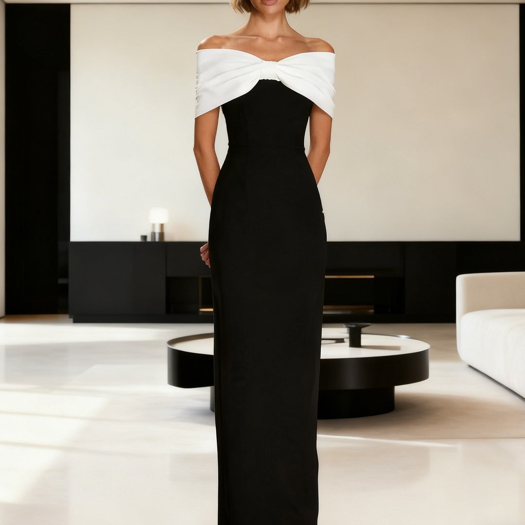 Damen Elegantes Maxikleid mit schulterfreiem Design und tailliertem Schnitt Drune