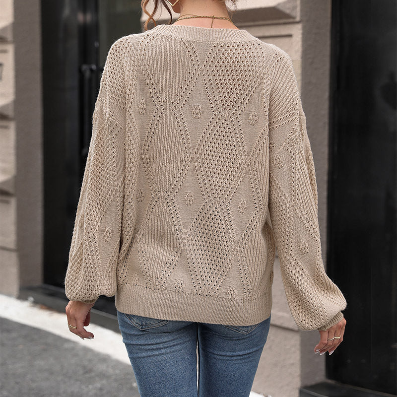 Damen Strickpullover mit luftiger Lochmusterung und lässigem Schnitt Drune