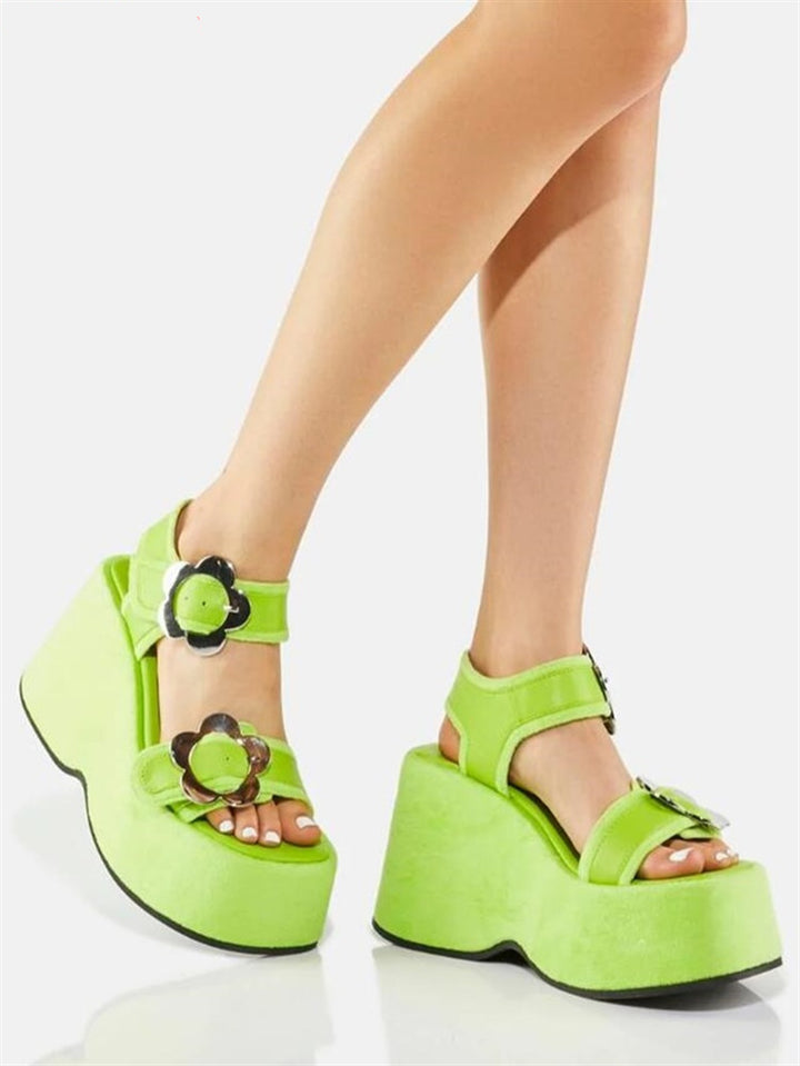 Damen Floral Verzierter Plateau Sandalen Drune