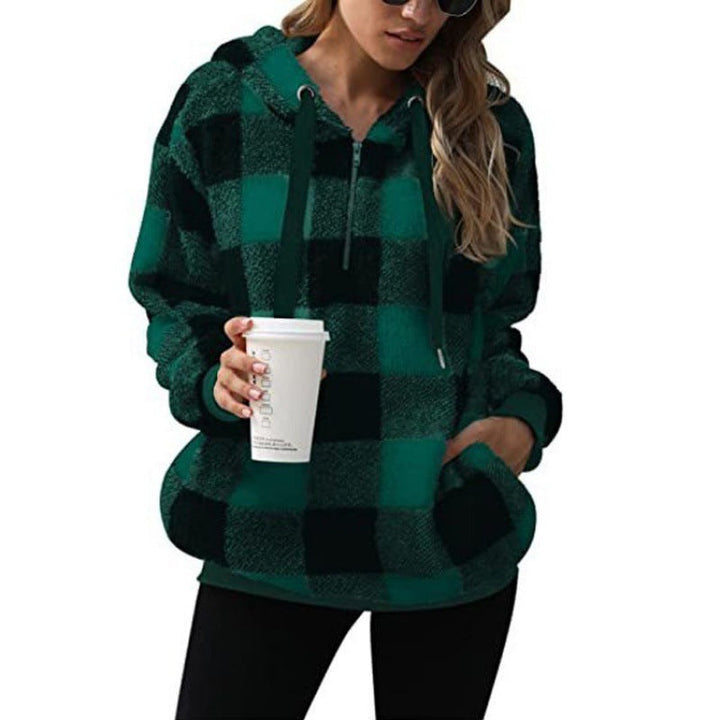 Drune | Frauen Kontrollierte Hohe Kragen Hoodie Gemütlicher Stil