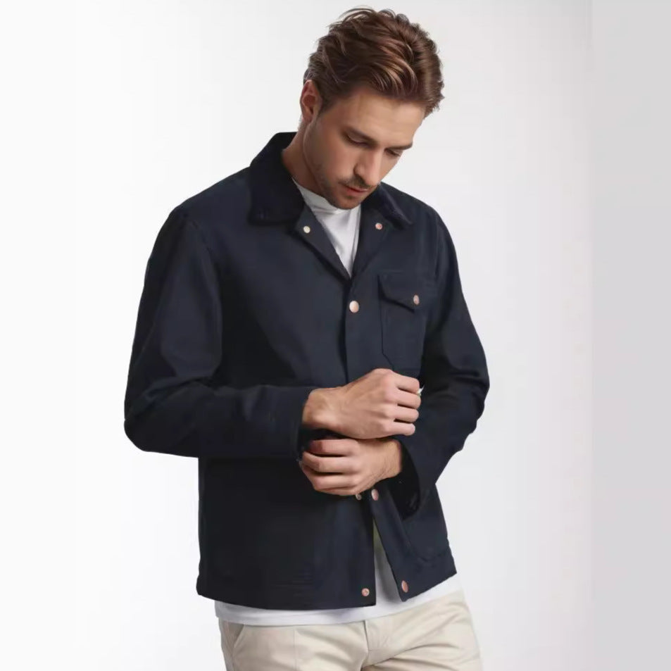 Herren modische Arbeitsjacke mit praktischem Kragen Drune