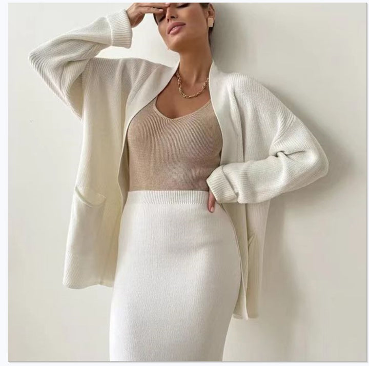 Damen Elegantes Strick-Set mit Rückenschlitzen und lässiger Passform Drune