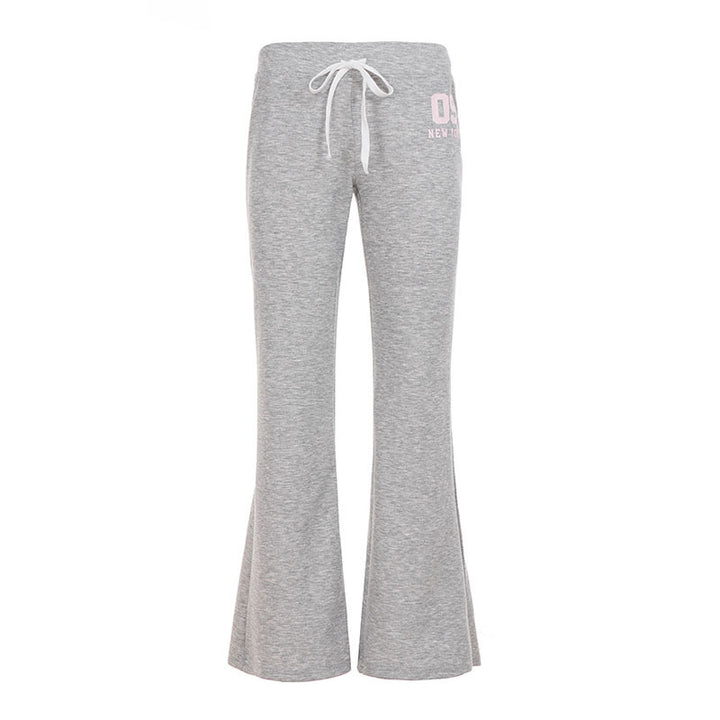Damen nan ausgestellte Highwaist Loungehose mit elastischem Komfortbund, Bindekordel und weitem Schlag Drune