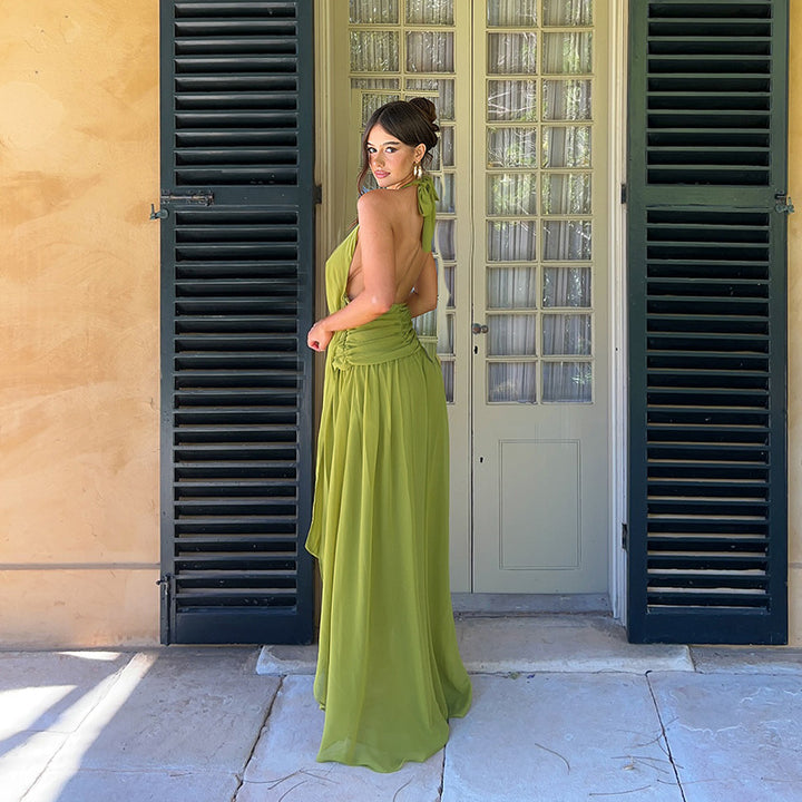 Damen Wickelkleid mit tiefem V-Ausschnitt und eleganter Drapierung Drune