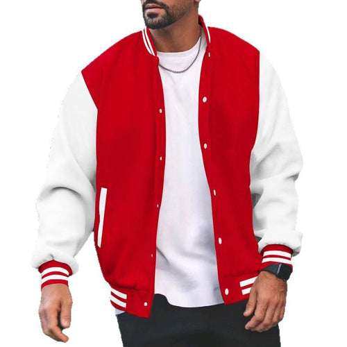 Herren nan varsity-Collegejacke im Bomberstil mit Druckknopfverschluss, kontrastarmen und gerippten Bündchen Drune