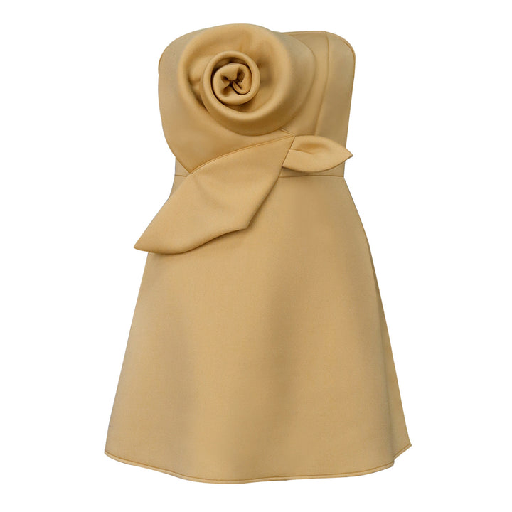 Damen elegantes Trauzeugen-Kleid mit voluminösem Rosen-Detail Drune