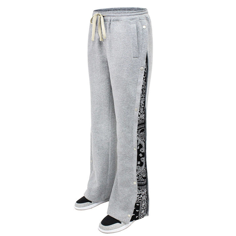 Herren Lässige Freizeit-Hose mit modischen Druckknöpfen und seitlichem Design Drune