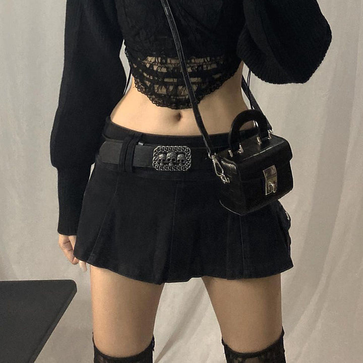Damen Minirock mit seitlichen Taschen und hohem Bund Drune