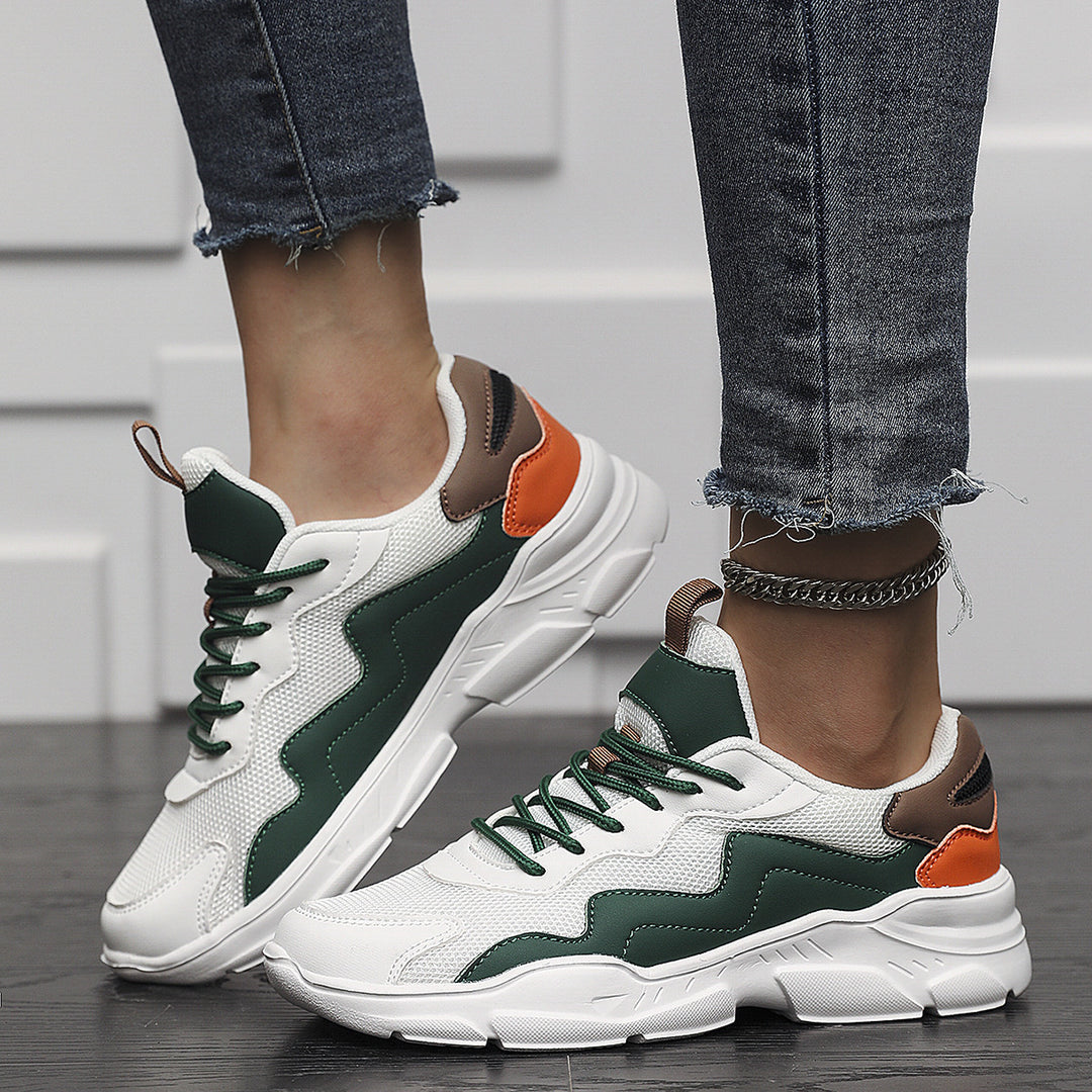 Unisex nan Plateau-Sneaker mit atmungsaktivem Mesh-Obermaterial, gepolsterter Fersenkappe und profilierter Gummilaufsohle Drune