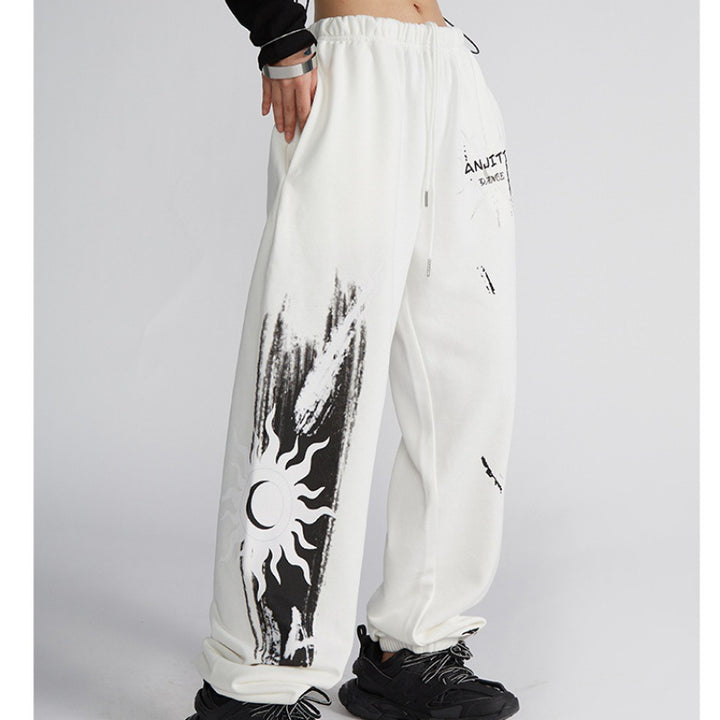 Damen Sweatpants mit modernem grafischem Print Drune