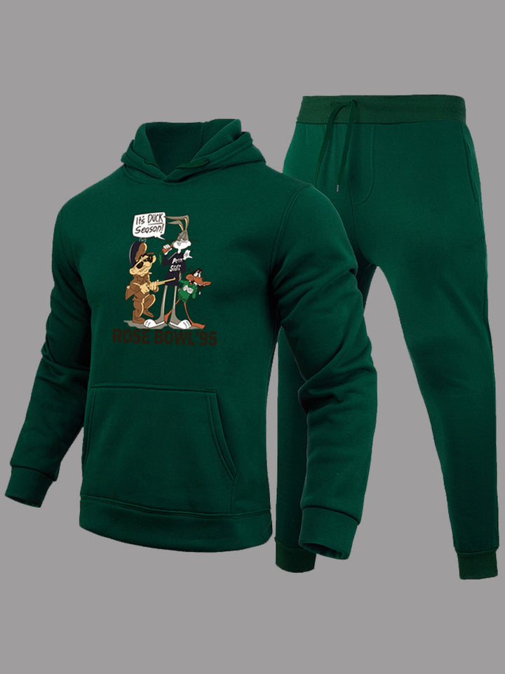 Damen Hoodie und Jogginghose Set mit kreativem Cartoon-Motiv und bequemer Passform Drune