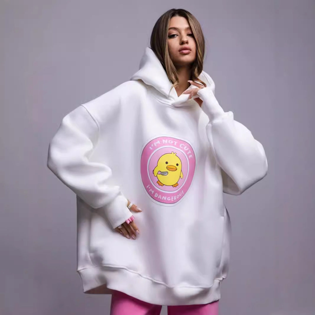 Damen Oversized Hoodie mit kreativem Grafikdesign Drune