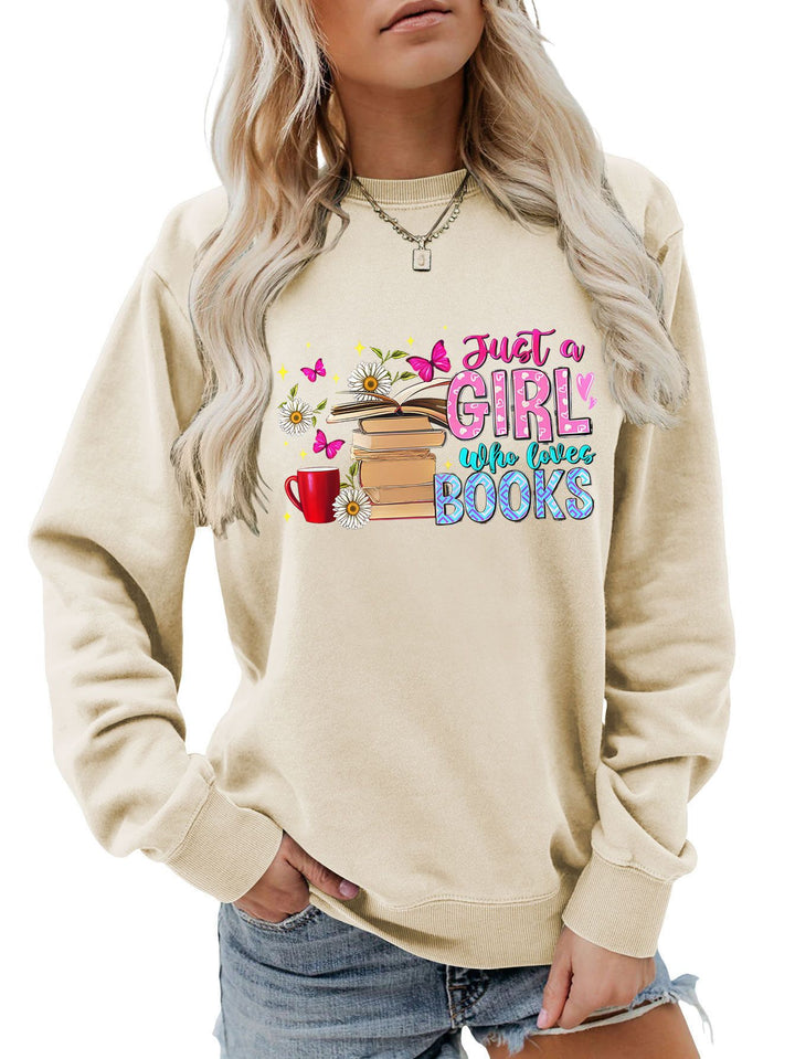Damen Sweatshirt mit auffälligem Buchmotiv und lässiger Passform Drune