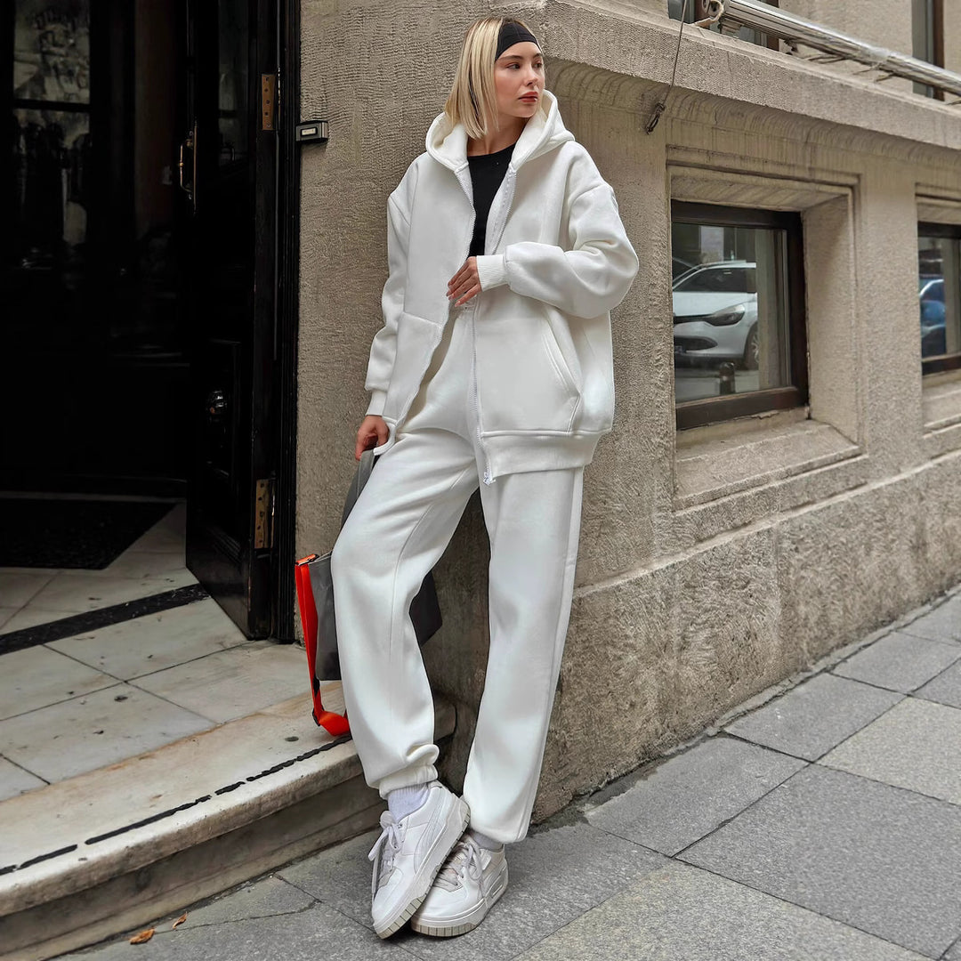 Damen lässiger Hoodie- und Jogginghose-Set Drune