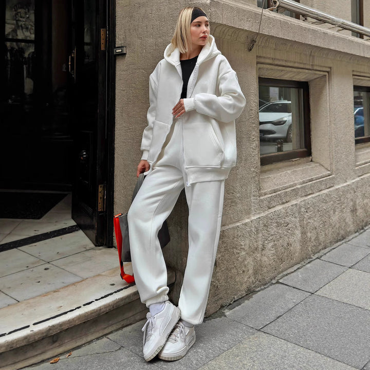Damen lässiger Hoodie- und Jogginghose-Set Drune