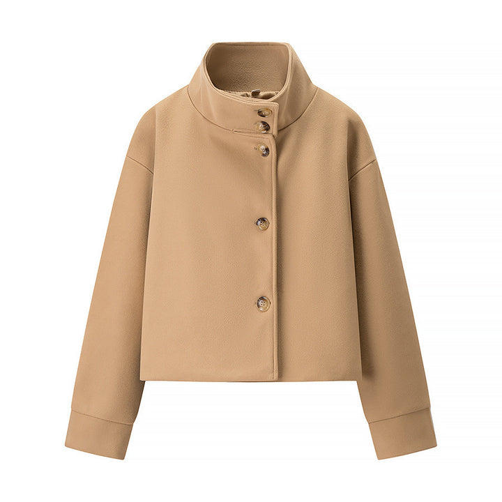 Damen cropped Blousonjacke mit elegantem Stehkragen und Knopfverschluss Drune