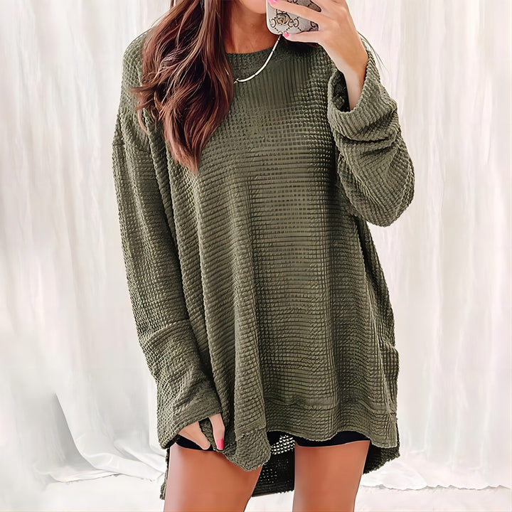 Damen Bequem Überdimensionierter Texturierter Pullover Sweater Drune