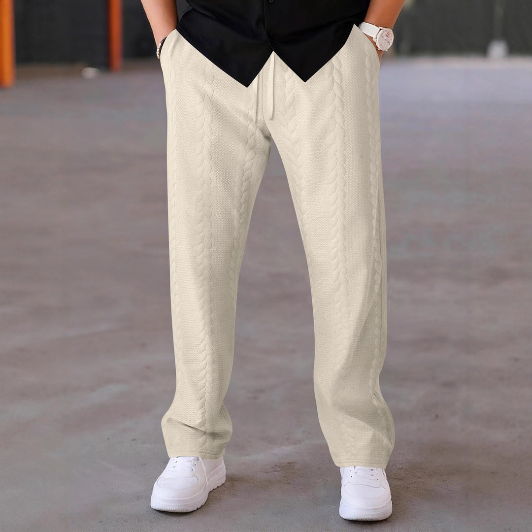 Herren elegante Freizeithose mit strukturiertem Design und elastischem Bund Drune