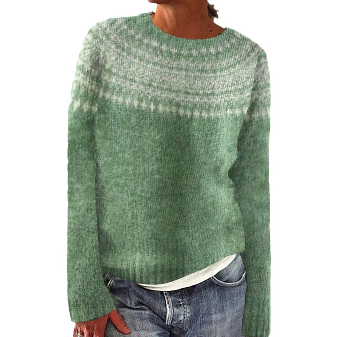 Damen weicher Strickpullover mit einzigartigem Schneeflocken-Stickerei Drune