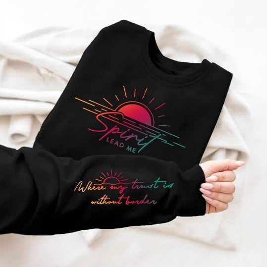 Damen Sweatshirt mit inspirierendem Druck und weich fließendem Stoff Drune