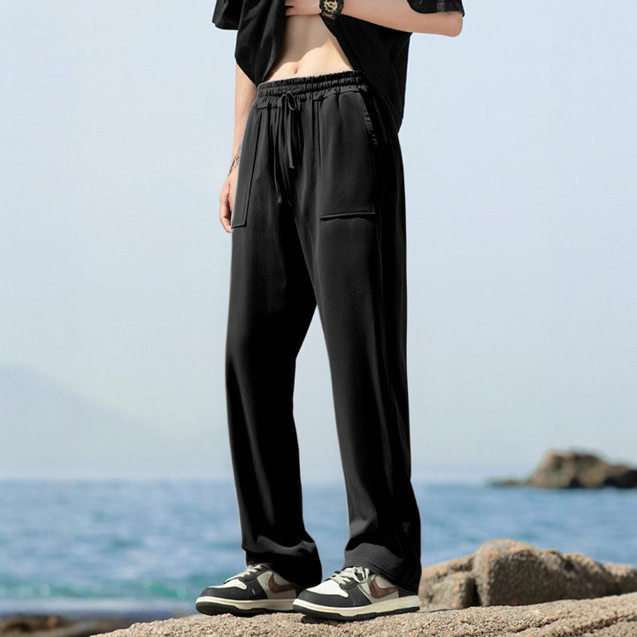 Herren Sportliche Freizeithose mit seitlichen Taschen und elastischem Bund Drune