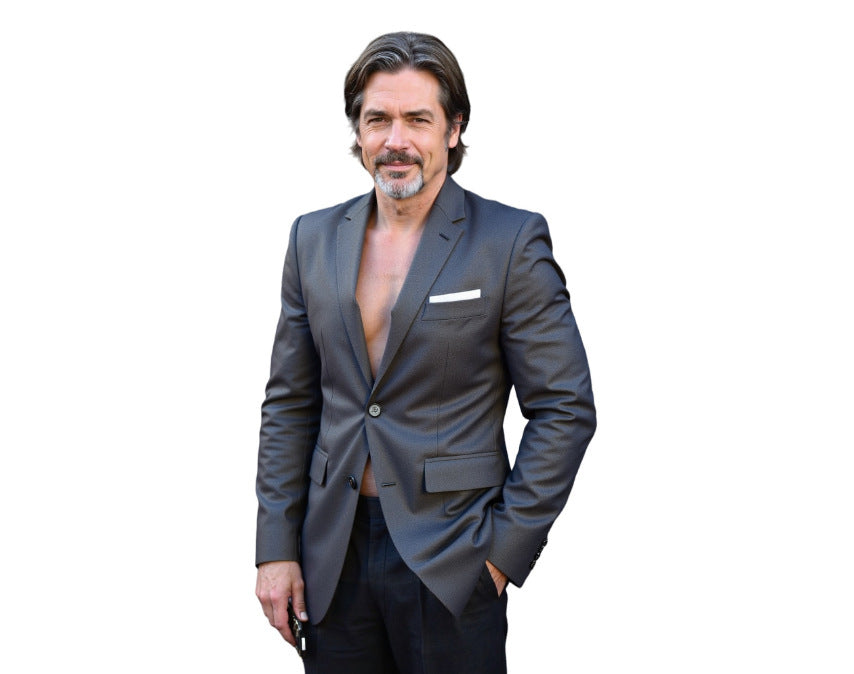 Herren nan taillierter Business-Blazer aus Stretchgewebe mit Brusttasche und schlanker Silhouette Drune