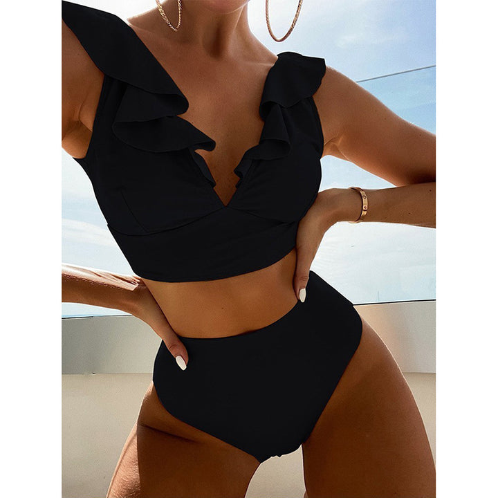 Damen Bikiniset mit voluminösen Rüschendetails und hoch geschnittenem Slip Drune