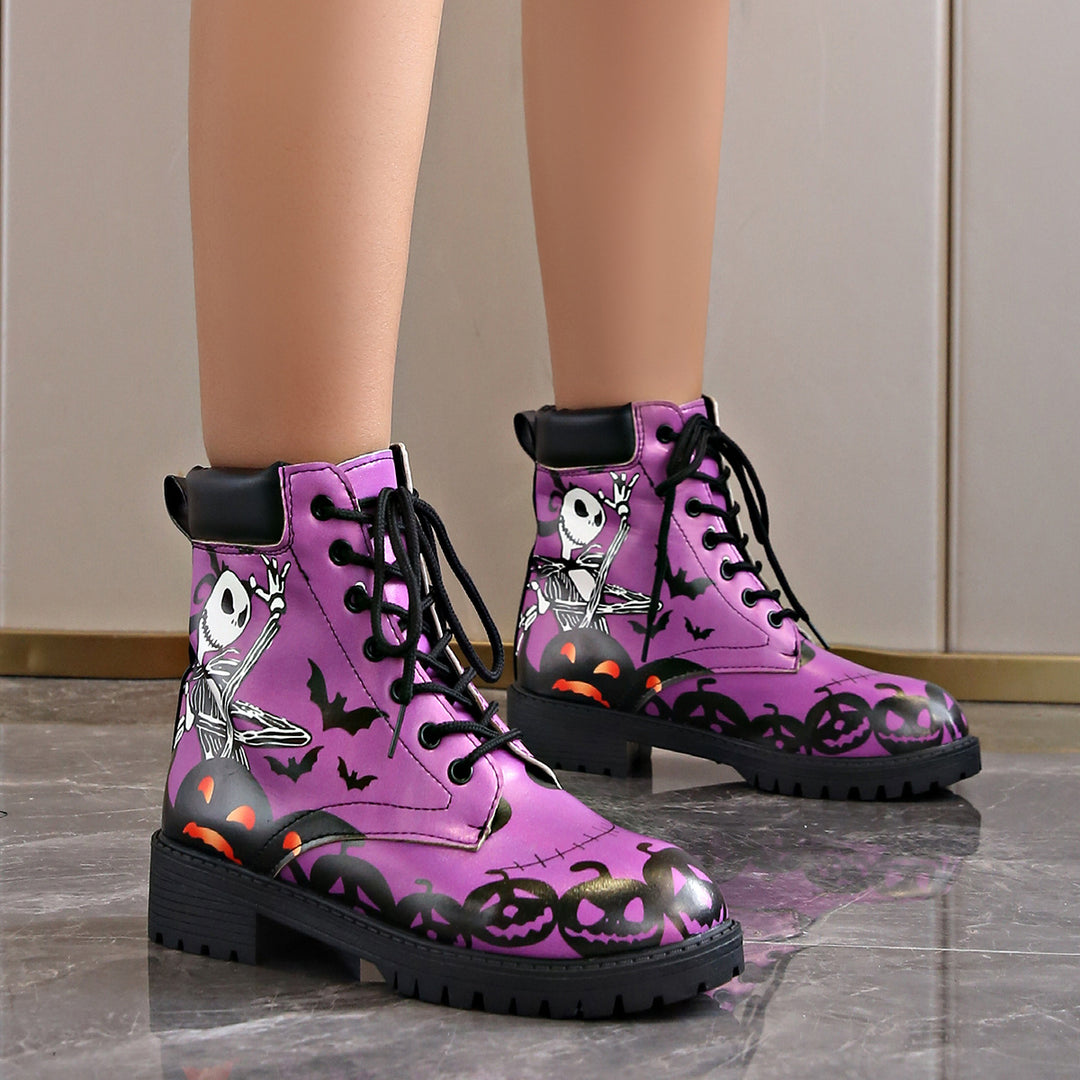 Damen Halloween-Stiefel mit kreativen Motiven und rutschfester Sohle Drune
