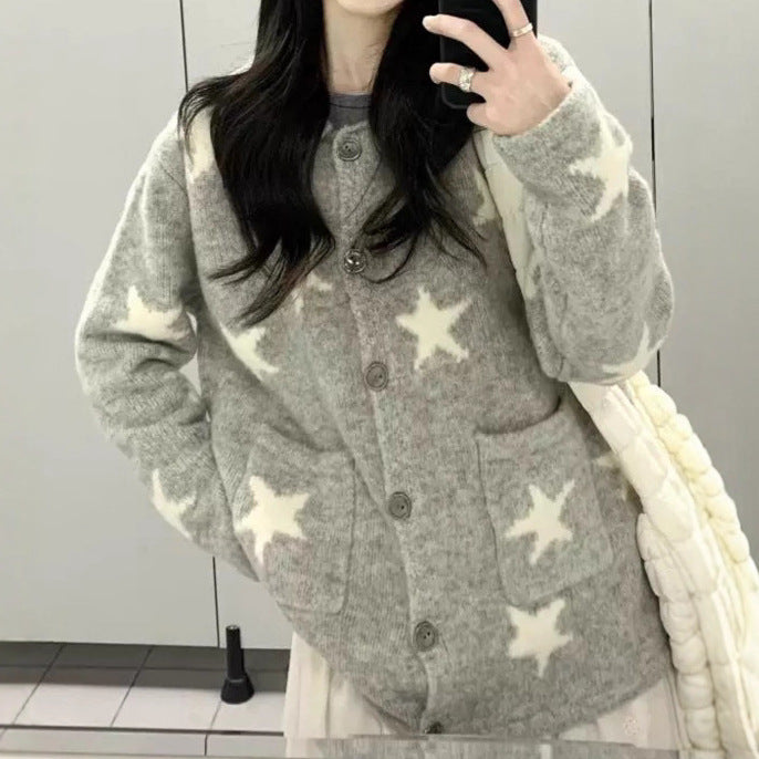 Damen Strickjacke mit Sternenmuster und praktischen Taschen Drune