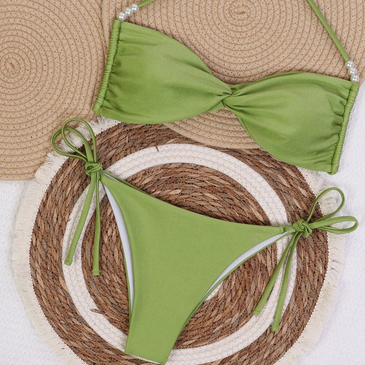 Damen Bandeau-Bikini mit eleganten Perlenschnüren Drune