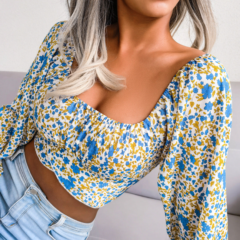Damen Bordüre-blumenmuster Bluse Drune