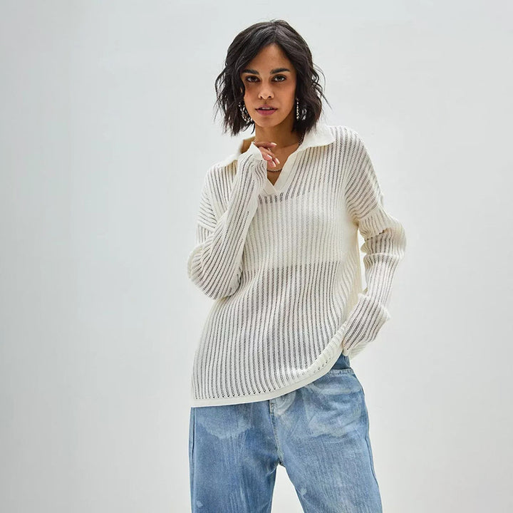 Damen Pullover mit modernem Schnitt und V-Ausschnitt Drune