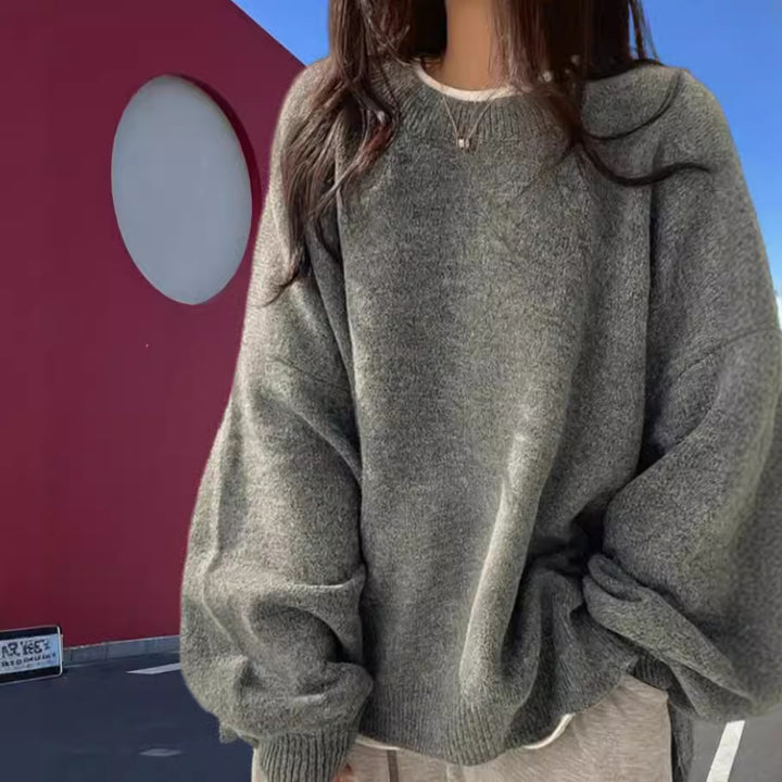 Damen Oversized Strickpullover mit eleganten Puffärmeln und modernem Design Drune