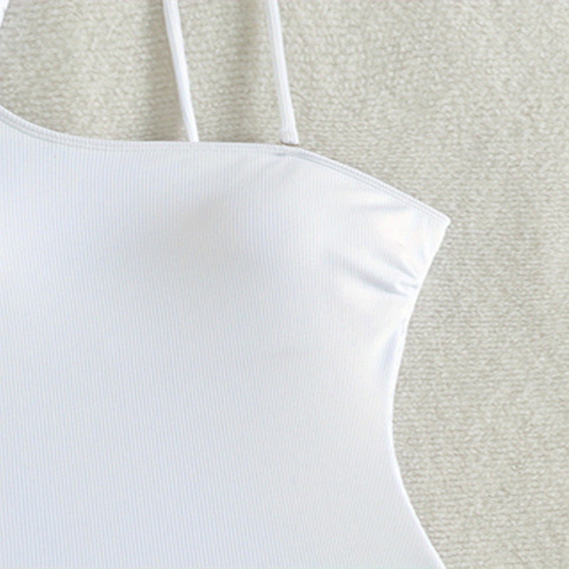 Damen eleganter asymmetrischer Einteiler Badeanzug mit Schleifenakzent Drune