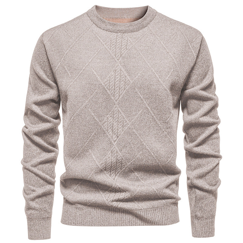Herren Feiner Strickpullover mit strukturiertem Zopfmuster und Rundhalsausschnitt Drune