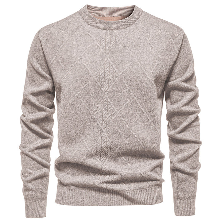 Herren Feiner Strickpullover mit strukturiertem Zopfmuster und Rundhalsausschnitt Drune