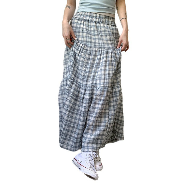 Damen Maxirock mit voluminösem Rüschen-Design und klassischem Karo-Muster Drune