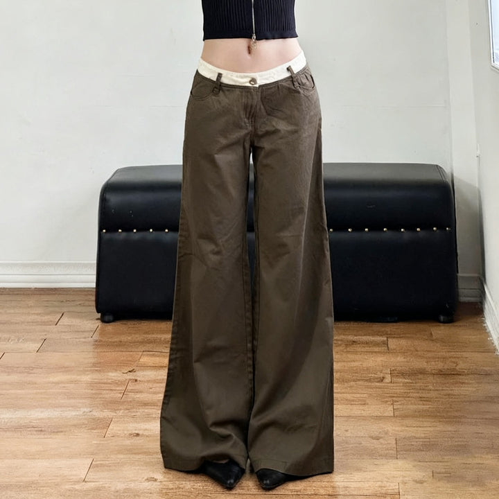 Damen Cargo-Hose im lässigen Stil mit praktischen Seitentaschen und weitem Bein Drune