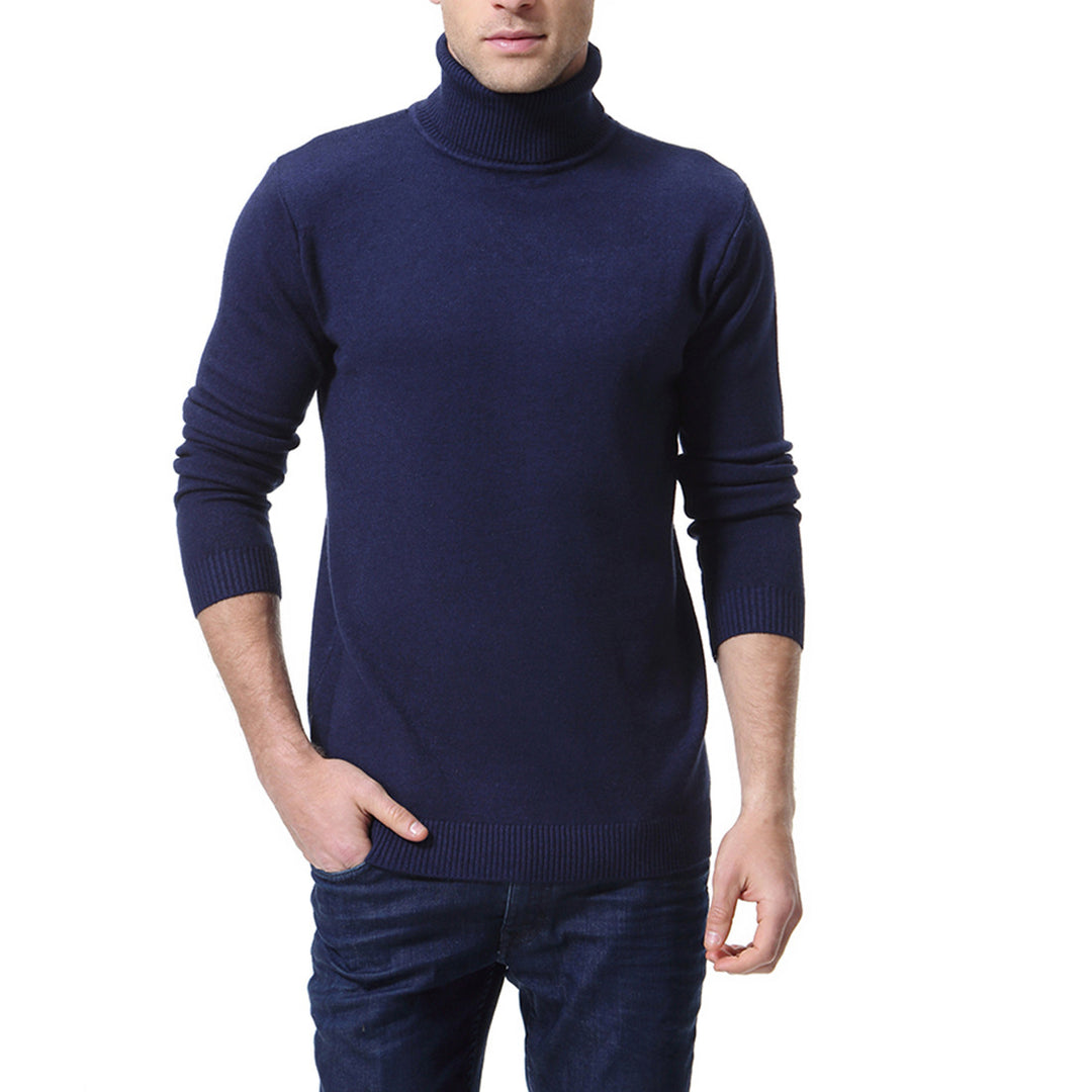 Herren nan schlanker Feinstrick-Rollkragenpullover aus Merino-Baumwollmix mit Rippenbündchen Drune