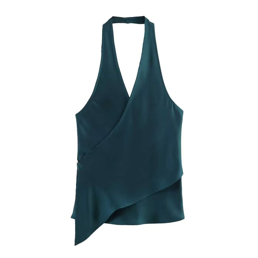 Damen Wickelbluse mit V-Ausschnitt Drune
