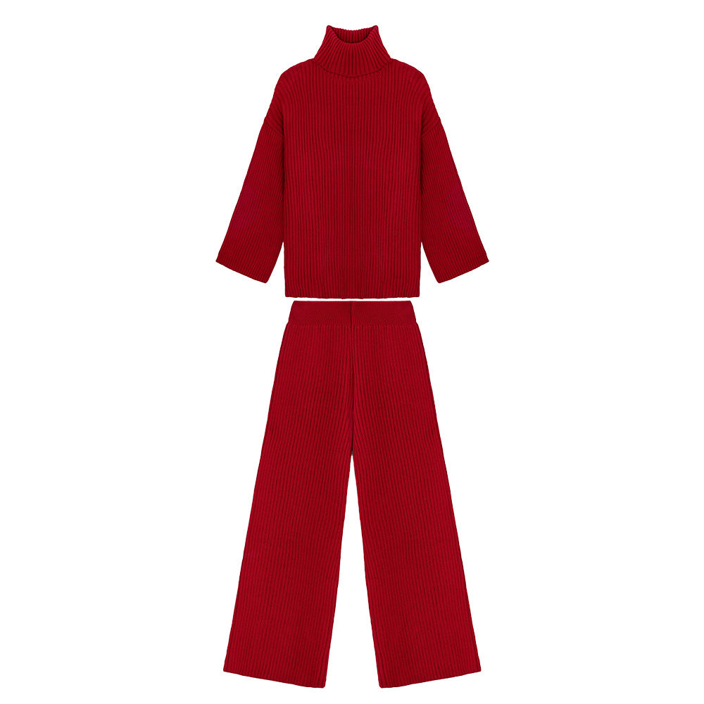 Damen Softer Strickpullover und lässige Hosen im Set Drune