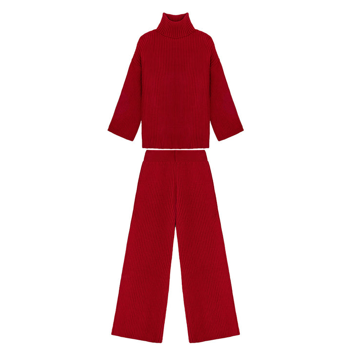 Damen Softer Strickpullover und lässige Hosen im Set Drune