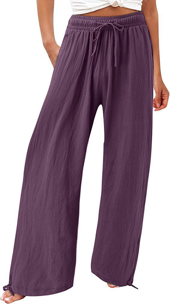 Damen Weite Sommerhose aus leichtem Material mit verstellbarem Bund Drune