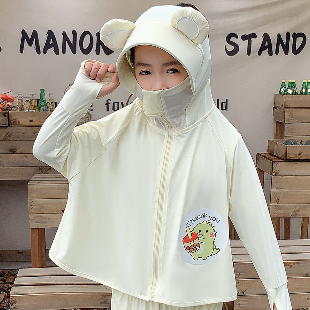Unisex nan Kapuzenponcho für Kinder mit UV-Schutz, Ohrenkapuze und niedlichem Panda-Motiv  Drune